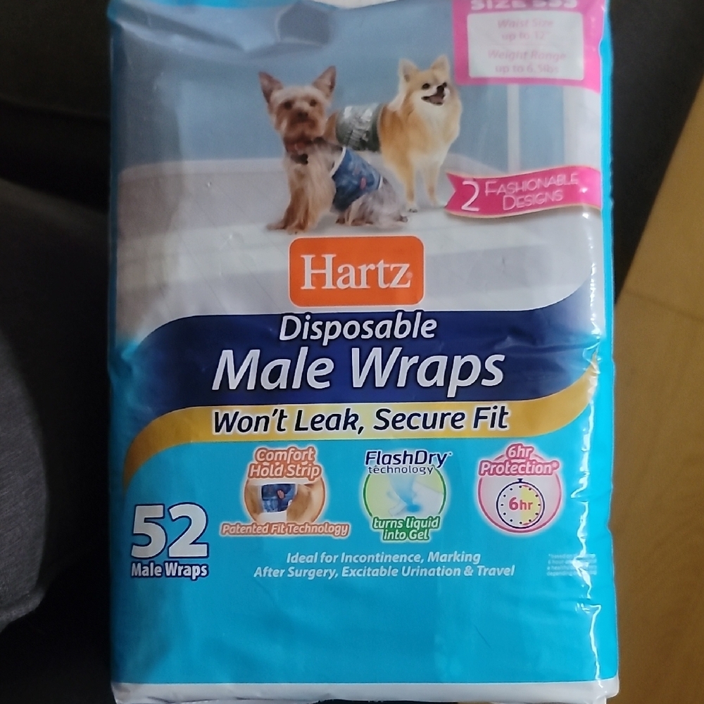 Hartz Disposable Male Wraps - Blue
